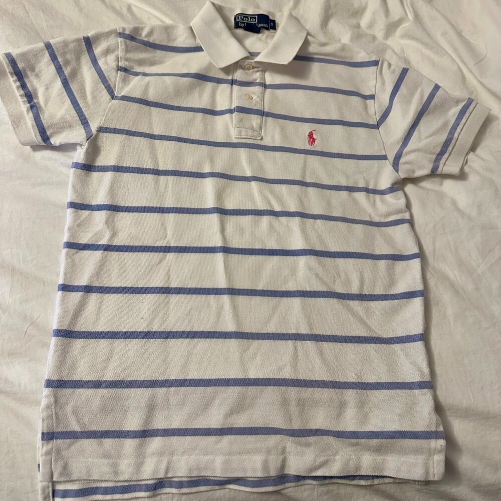 White and Blue Striped Polo RL Polo